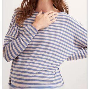 HATCH The Perfect Longsleeve Tee in Stream/Oatmeal Stripe Maternity Top
